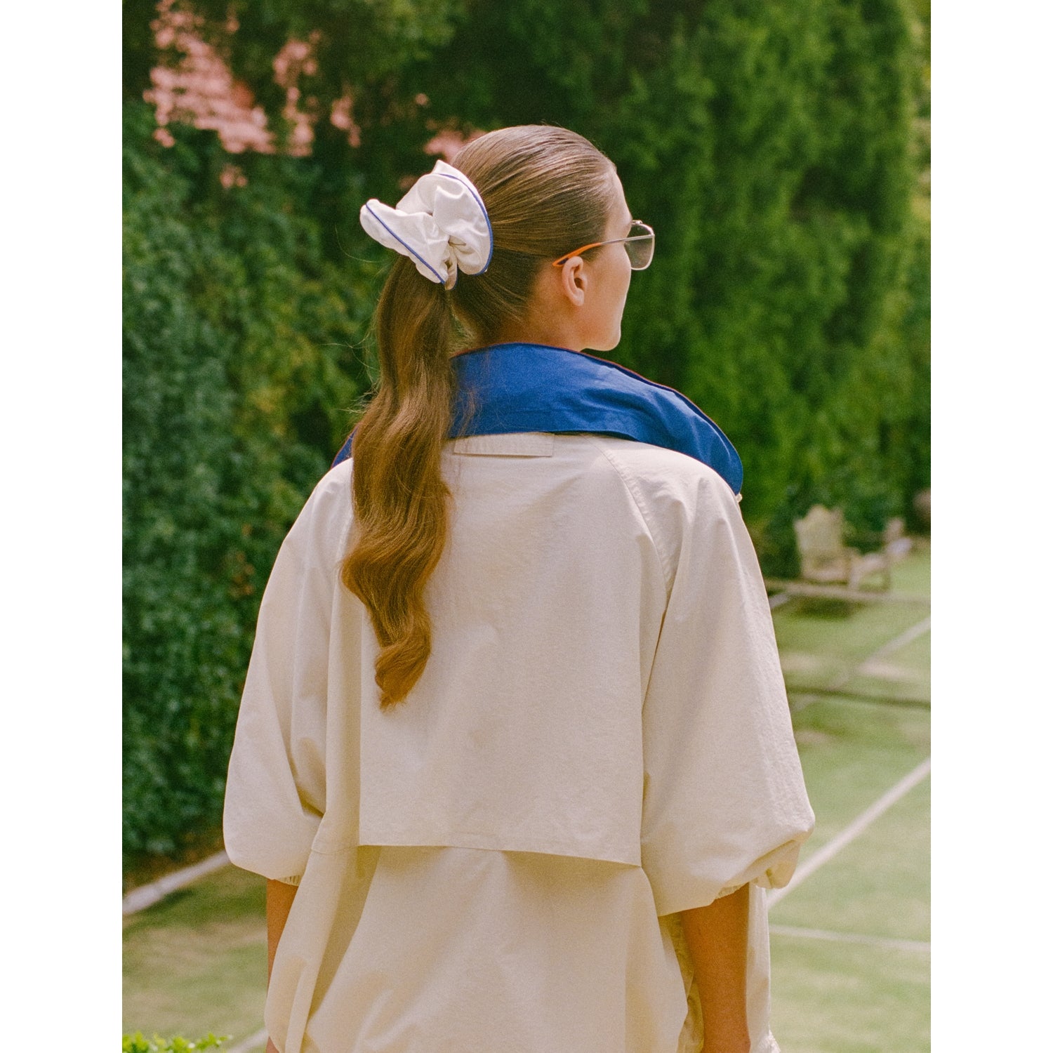 Courtside pure silk jumbo scrunchie, imported from the UK