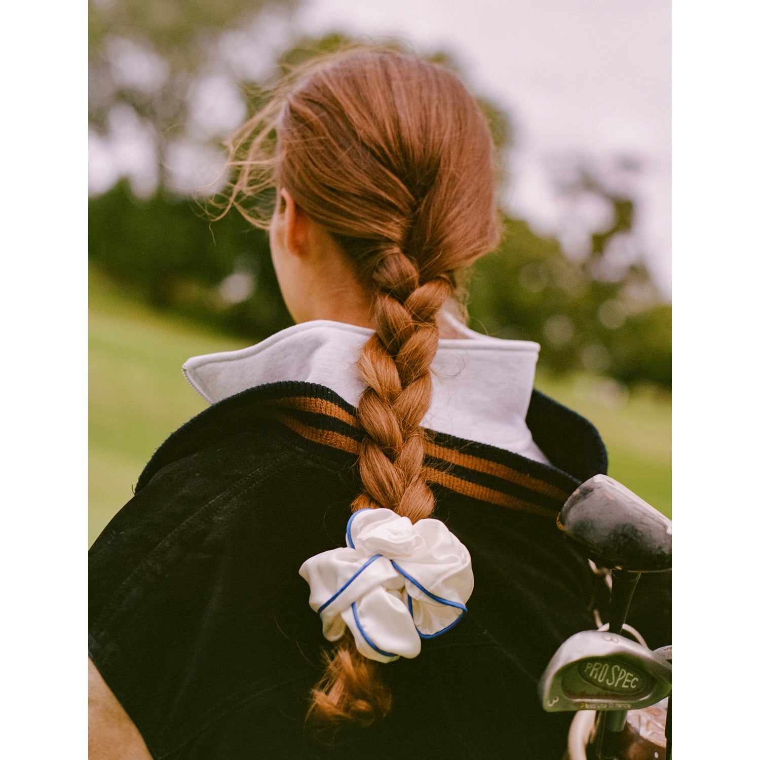 Courtside pure silk jumbo scrunchie, imported from the UK