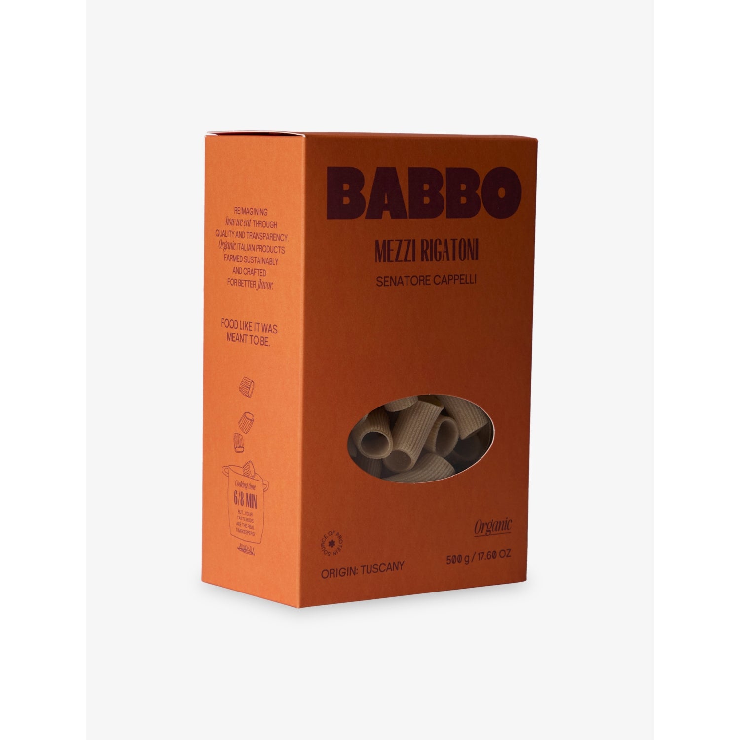 Babbo Mezze Rigatoni organic pasta 500g (British brand)