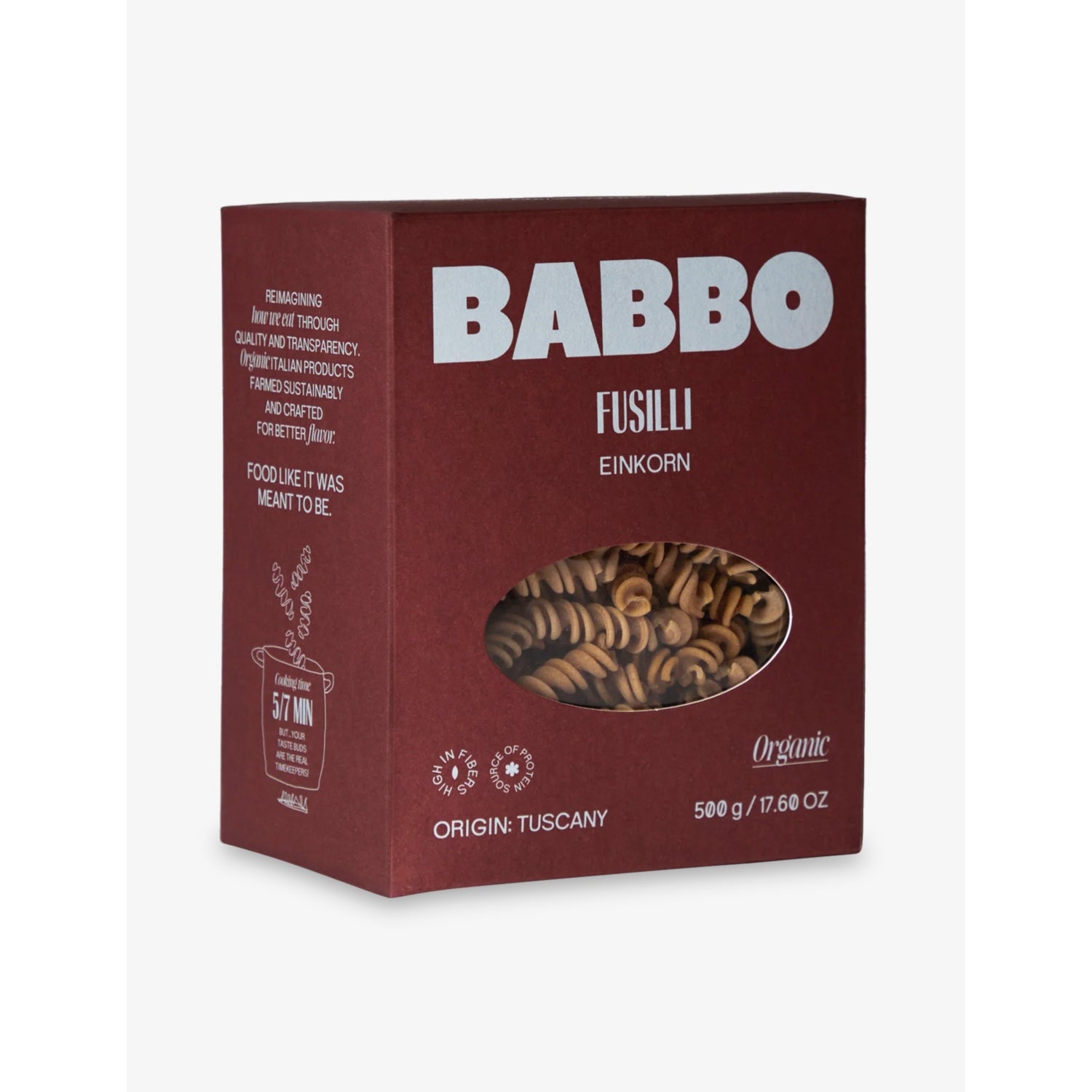 Babbo organic einkorn fusilli pasta 500g - British product