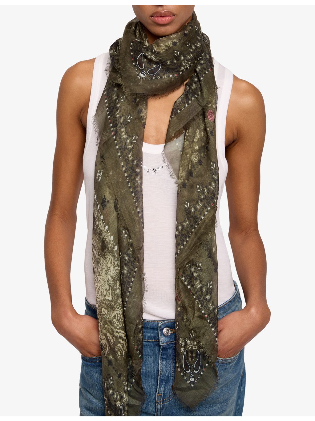 Zadig&Voltaire vintage printed modal scarf 85cm square, UK version