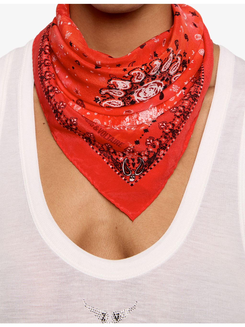 Zadig&Voltaire Blondie bandana-print silk scarf 62x62cm - British product