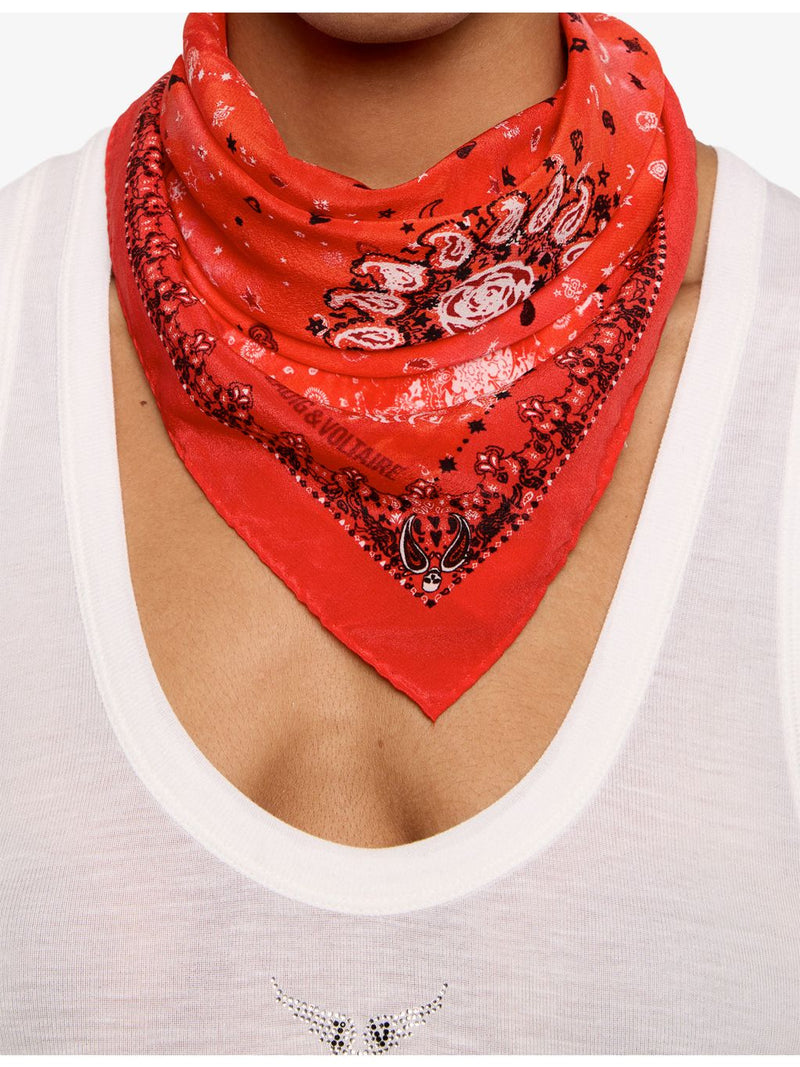 Zadig&Voltaire Blondie bandana-print silk scarf 62x62cm - British product