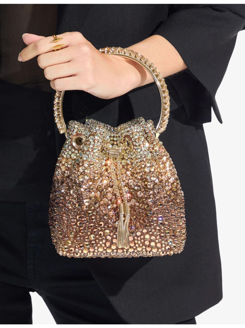 Jimmy Choo satin top-handle bag with crystal embellishments, UK version