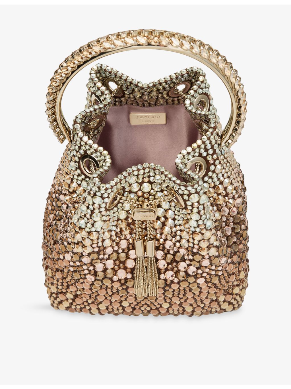 Jimmy Choo satin top-handle bag with crystal embellishments, UK version