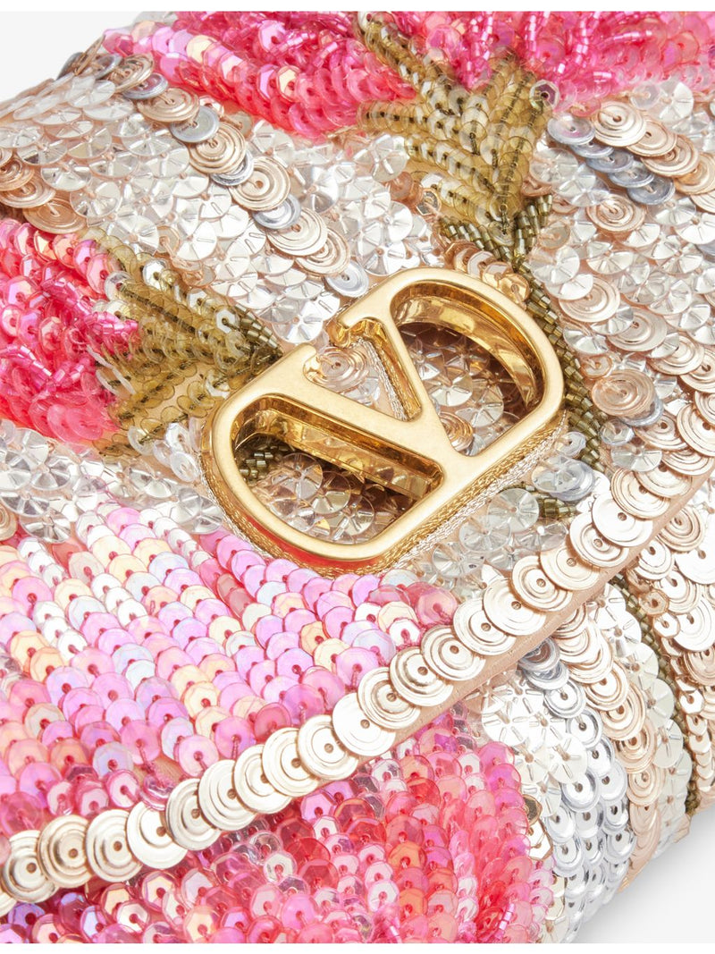Valentino Garavani sequin shoulder bag in silk - British product