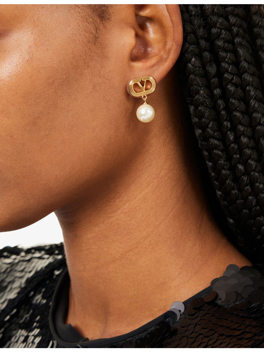 Valentino Garavani pearl drop brass earrings, imported from the UK