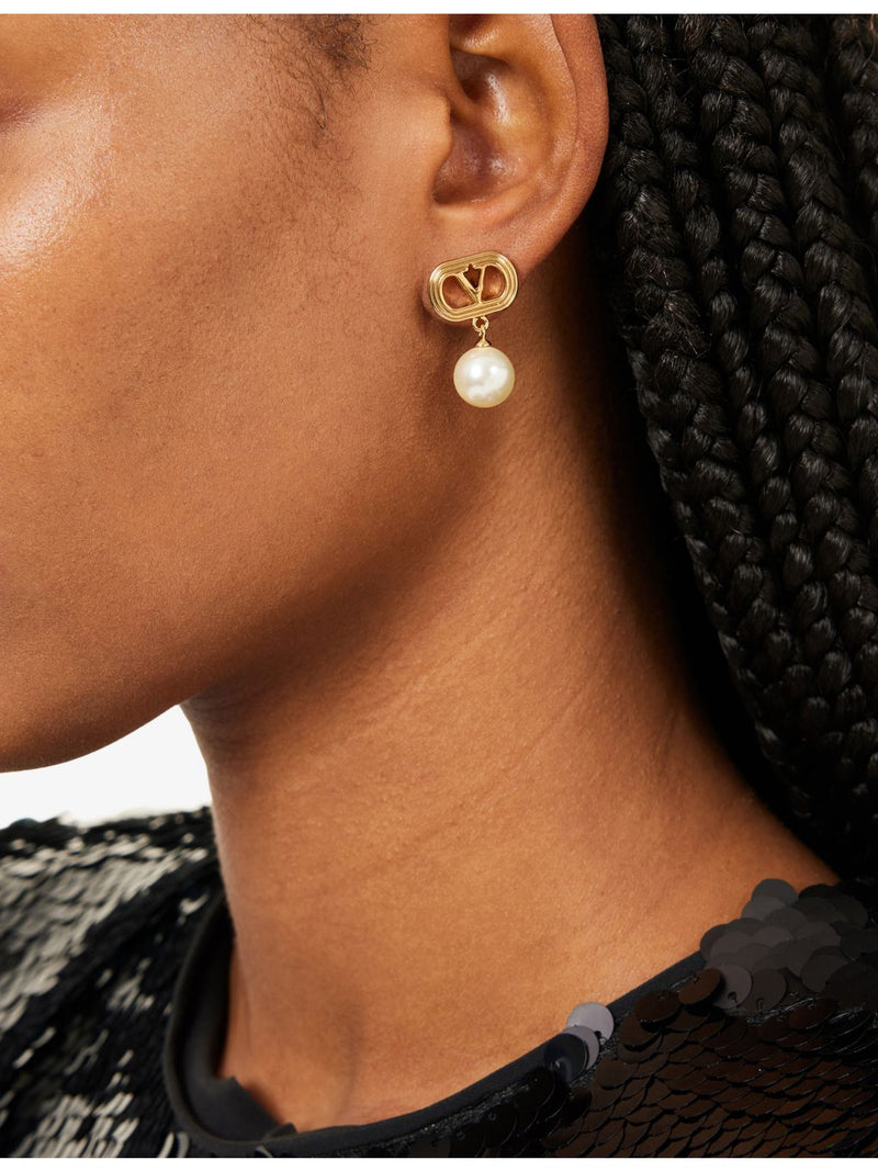 Valentino Garavani pearl drop brass earrings, imported from the UK
