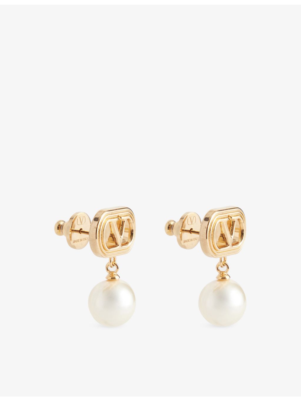 Valentino Garavani pearl drop brass earrings, imported from the UK
