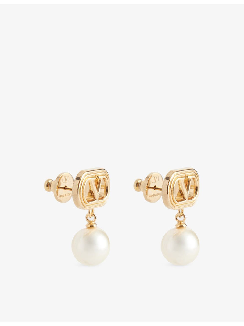 Valentino Garavani pearl drop brass earrings, imported from the UK
