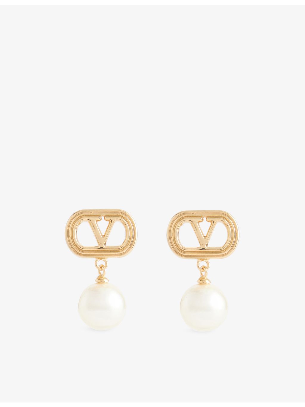Valentino Garavani pearl drop brass earrings, imported from the UK