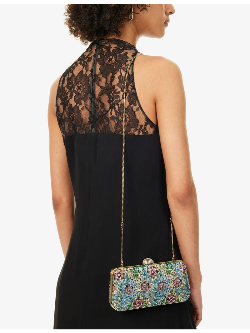 Valentino Garavani flower bead-embellished leather clutch bag, UK version