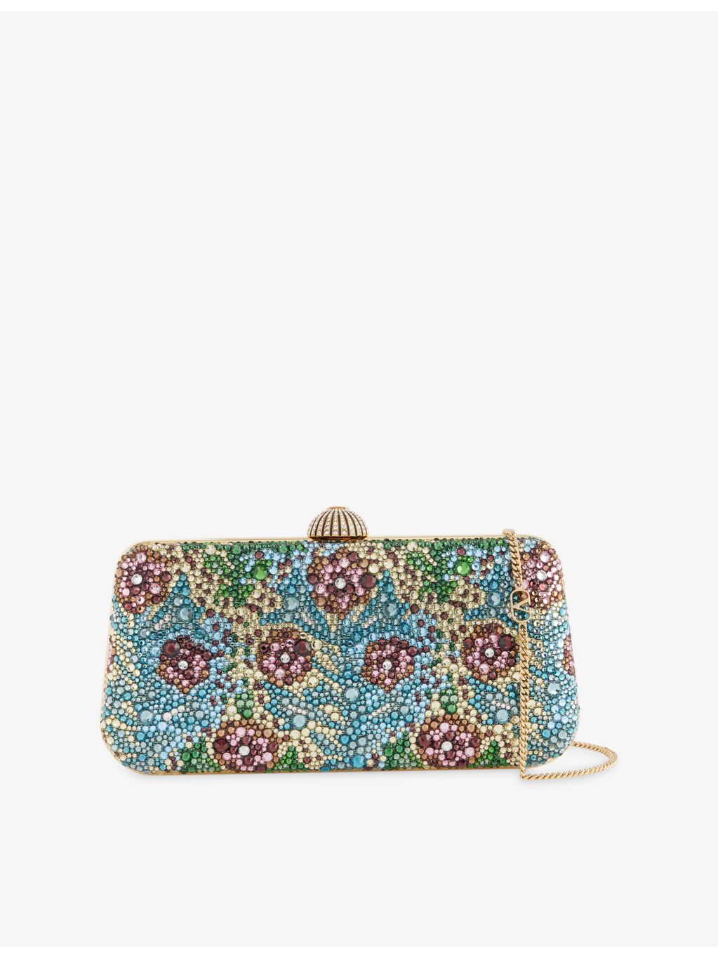 Valentino Garavani flower bead-embellished leather clutch bag, UK version