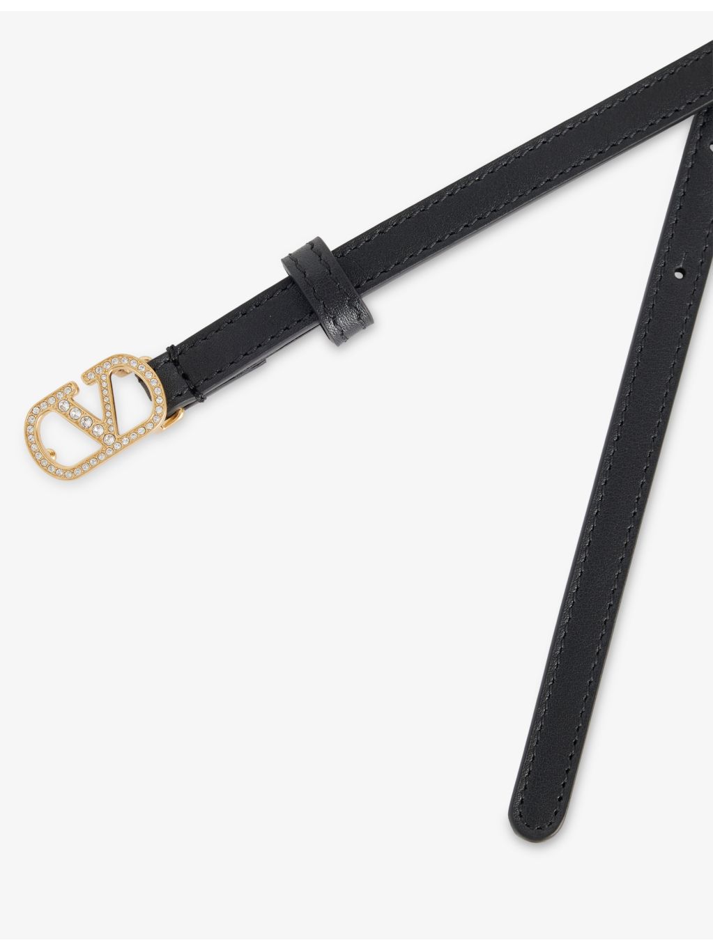 Valentino Garavani VLogo rhinestone buckle leather belt, imported from the UK