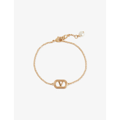 selfridges Valentino Garavani Ovalette Metal and Swarovski Pearl Bracelet- Buy online at McGrocer