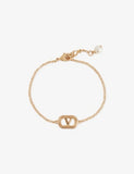 Valentino Garavani Ovalette Metal and Swarovski Pearl Bracelet