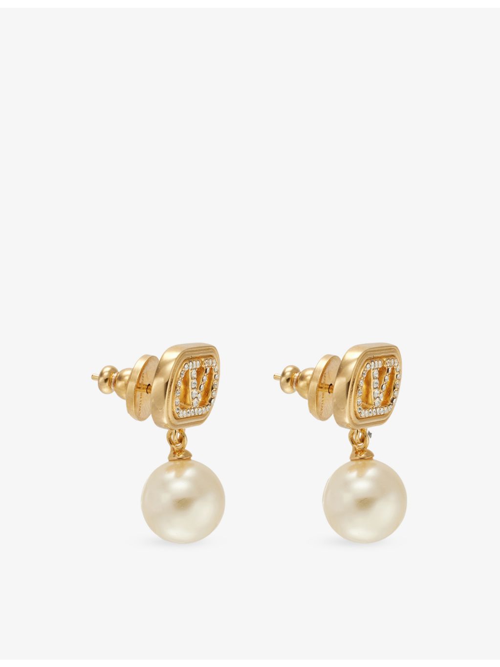 Valentino Garavani oval pearl brass earrings, imported from the UK