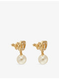 Valentino Garavani oval pearl brass earrings, imported from the UK