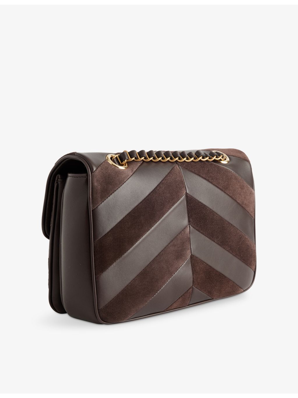 Valentino Garavani Djuna striped suede medium shoulder bag, imported from the UK