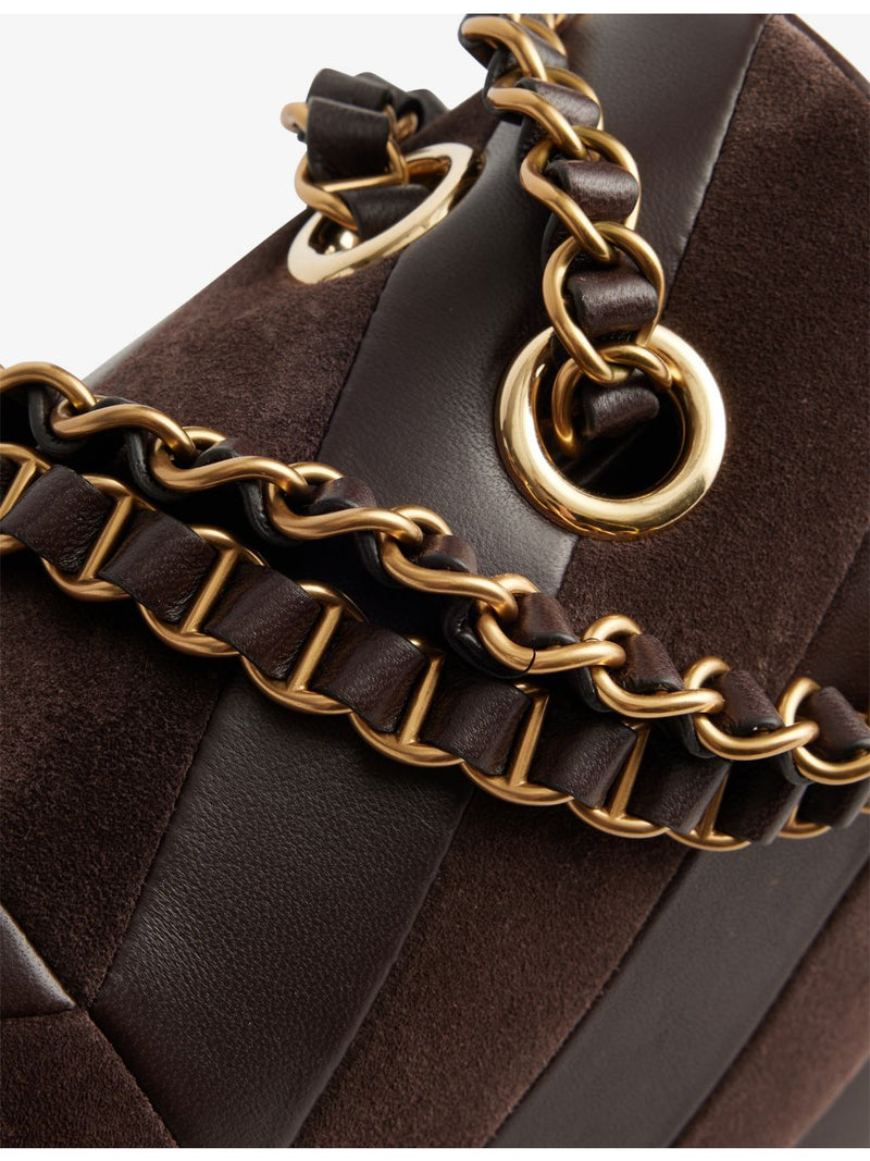 Valentino Garavani Djuna striped suede medium shoulder bag, imported from the UK