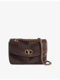 Valentino Garavani Djuna striped suede medium shoulder bag, imported from the UK