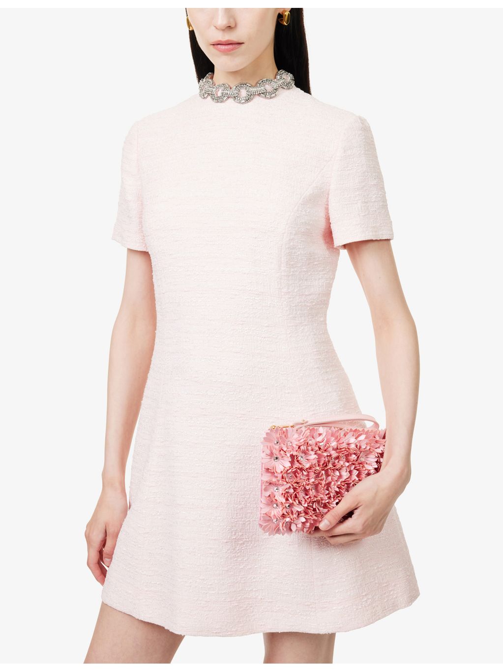 Valentino Garavani flower embroidered pouch in silk and viscose, UK version