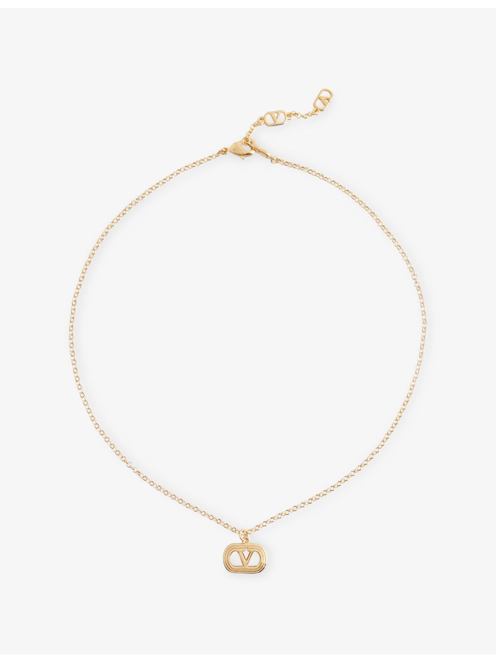 Valentino Garavani Ovalette brass necklace with VL logo pendant, UK version