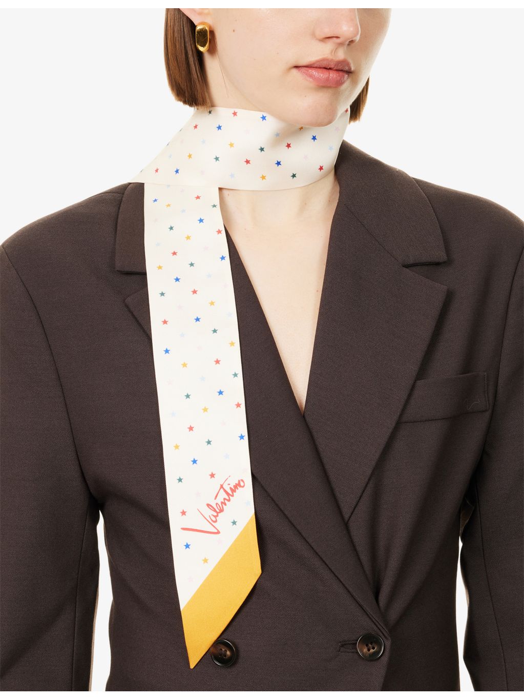Valentino Garavani silk scarf with star pattern 6 x 120cm (British brand)