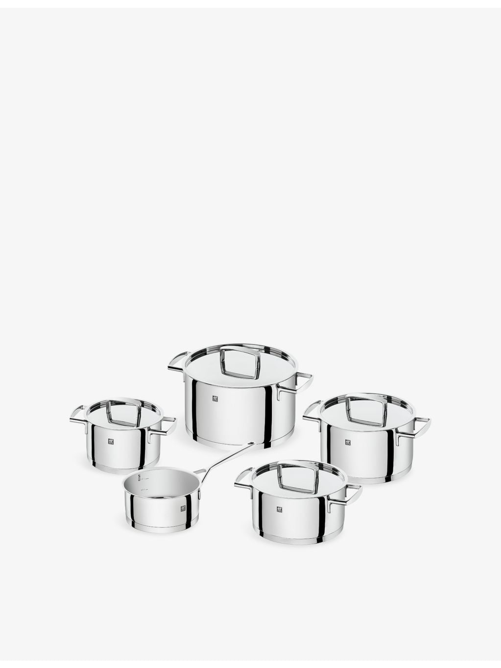 Zwilling J.A Henckels five-piece stainless steel pot set, imported from the UK