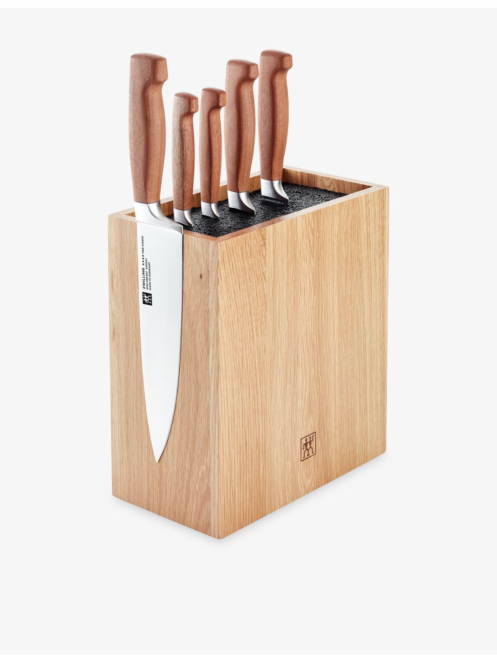 Zwilling J.A Henckels five-piece wooden knife block set, imported from the UK