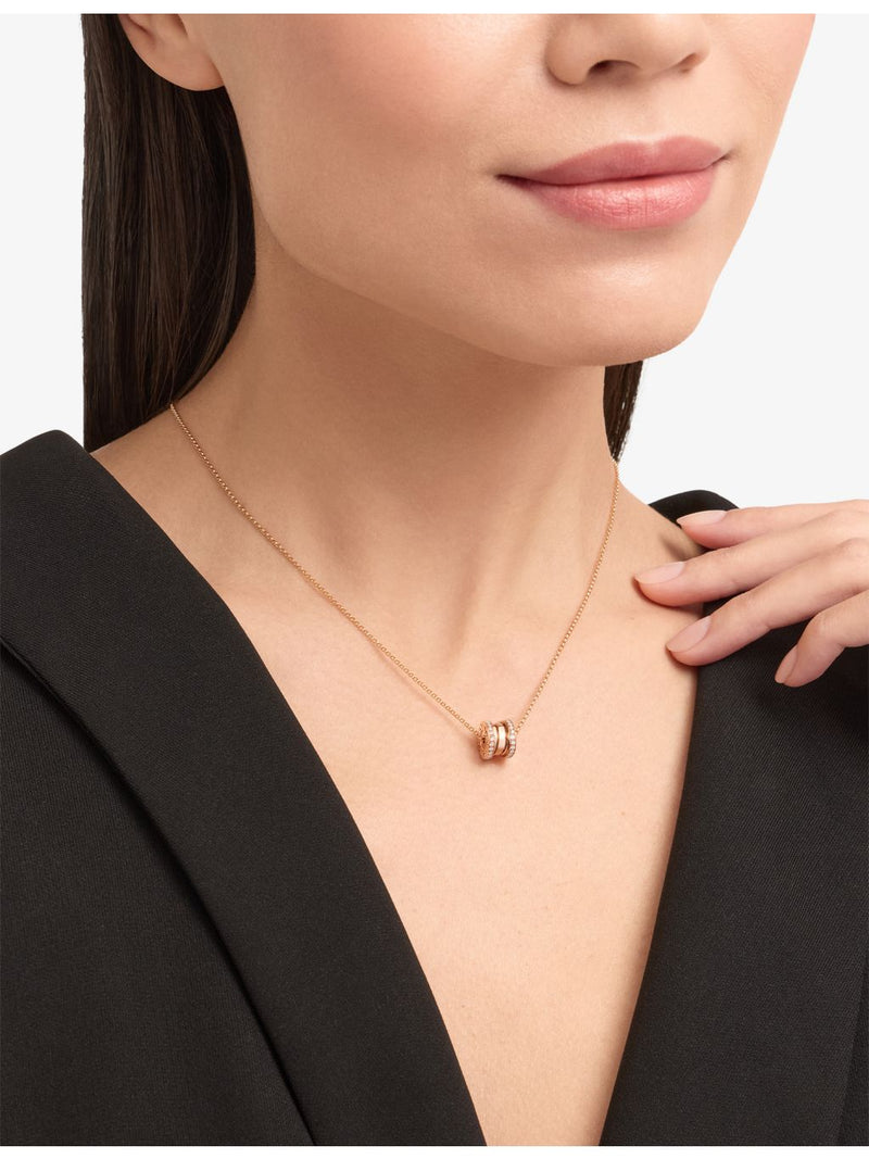 Bvlgari B.zero1 pendant necklace 18ct rose-gold 0.25ct diamond, imported from the UK