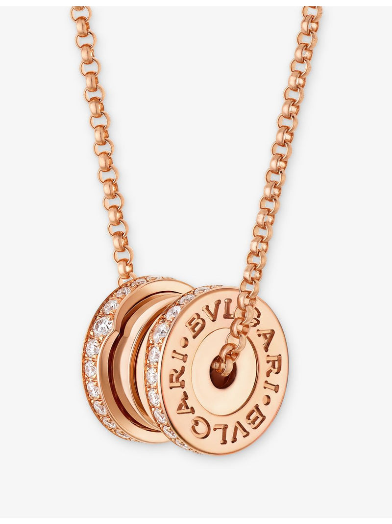 Bvlgari B.zero1 pendant necklace 18ct rose-gold 0.25ct diamond, imported from the UK