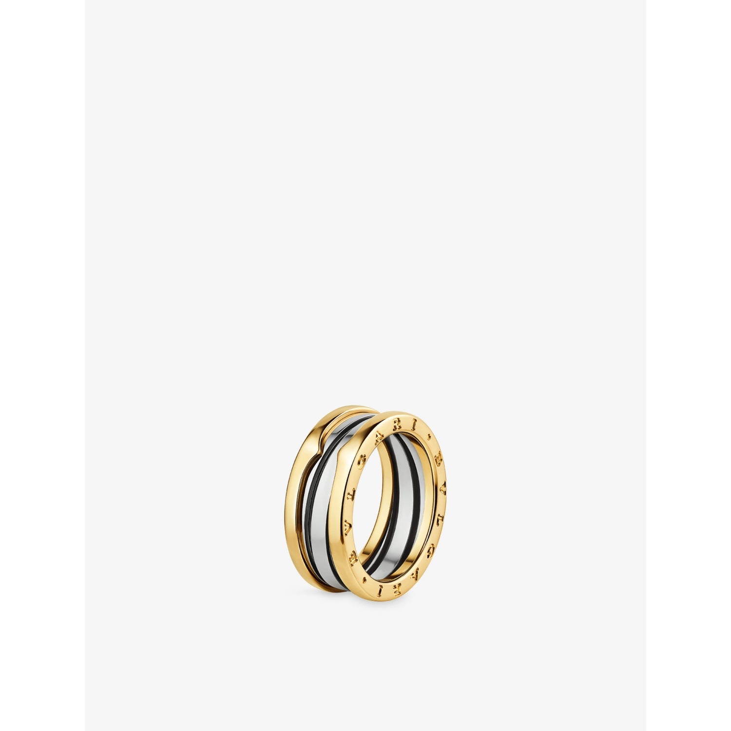 B.zero1 18ct Yellow Gold and Stainless Steel Two-Band Ring - 54mm