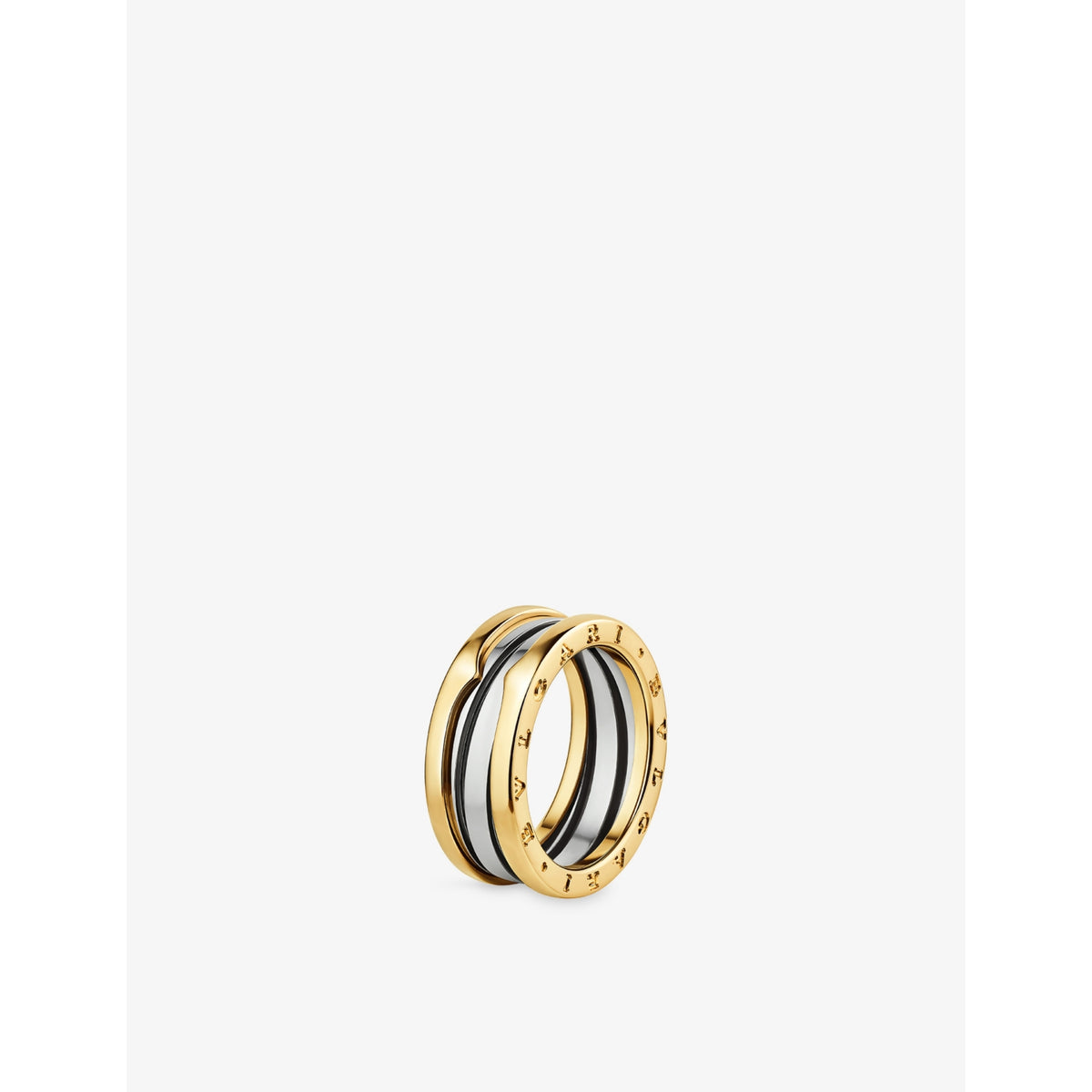 B.zero1 18ct Yellow Gold and Stainless Steel Two-Band Ring - 54mm