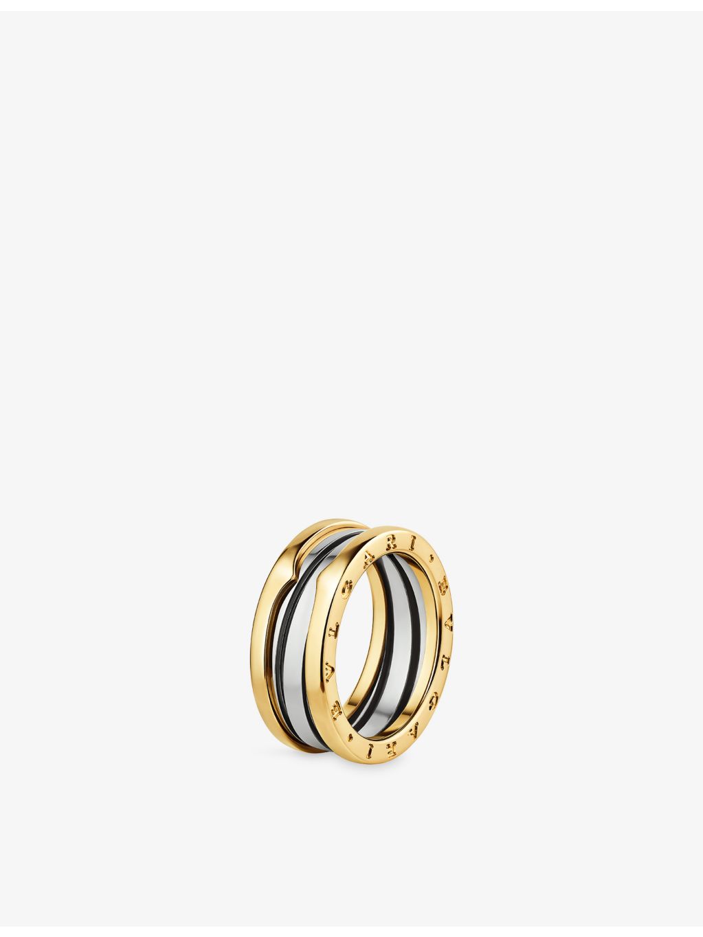 Bvlgari B.zero1 18ct yellow gold and stainless steel two-band ring, UK version