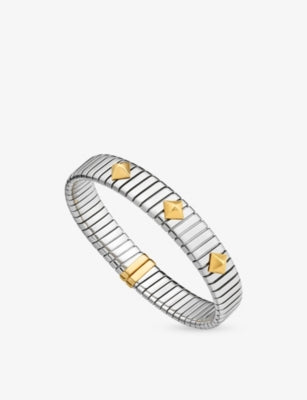 Bvlgari Tubogas Stainless Steel and 18ct Yellow Gold Studded Bracelet