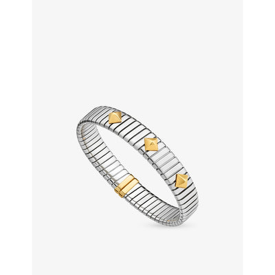 selfridges Bvlgari Tubogas Stainless Steel and 18ct Yellow Gold Studded Bracelet- Buy online at McGrocer