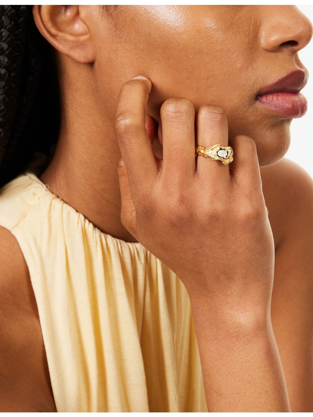 Simuero gold vermeil ring with smoky quartz, imported from the UK