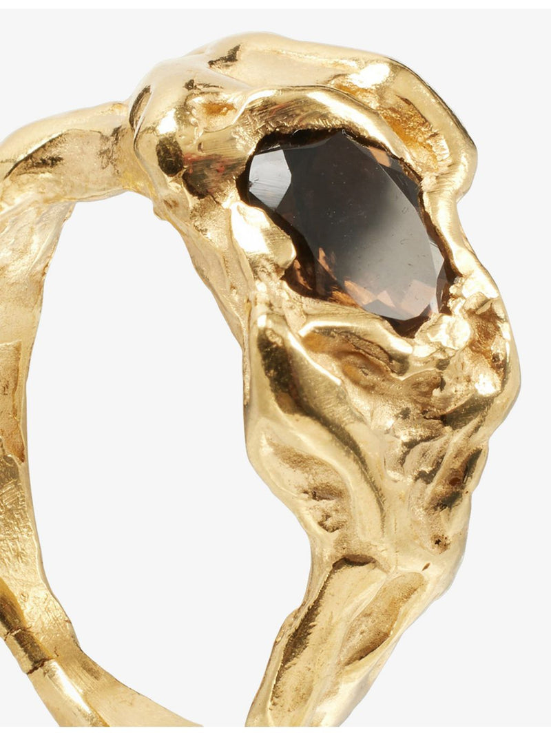 Simuero gold vermeil ring with smoky quartz, imported from the UK