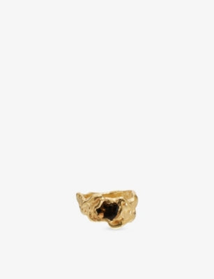 Simuero Ola Brown 18ct Gold Vermeil and Smoky Quartz Ring