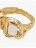 Simuero Vera 18ct gold-plated ring with yellow stone (British brand)