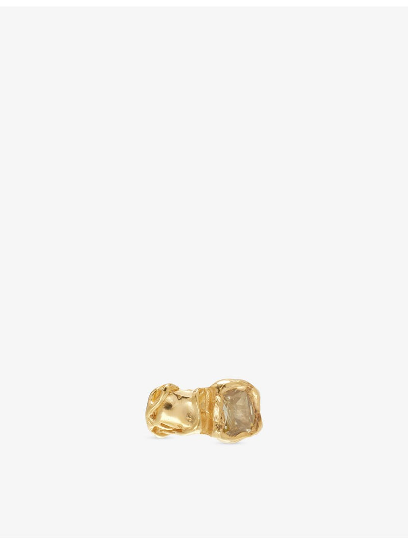 Simuero Vera 18ct gold-plated ring with yellow stone (British brand)