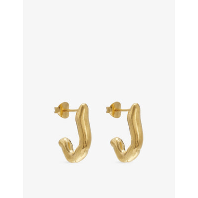 selfridges Simuero Gamba 18ct Yellow Gold Plated Brass Open Hoop Earrings (21 x 15 mm)- Buy online at McGrocer
