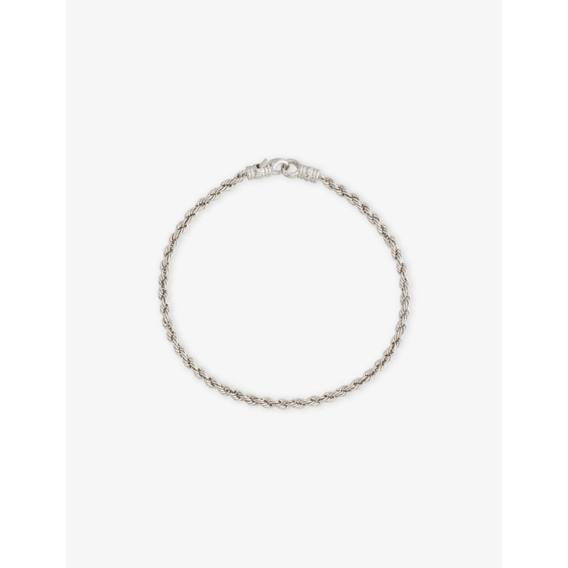 Rope Rhodium-Plated 925 Sterling Silver Bracelet - 7in