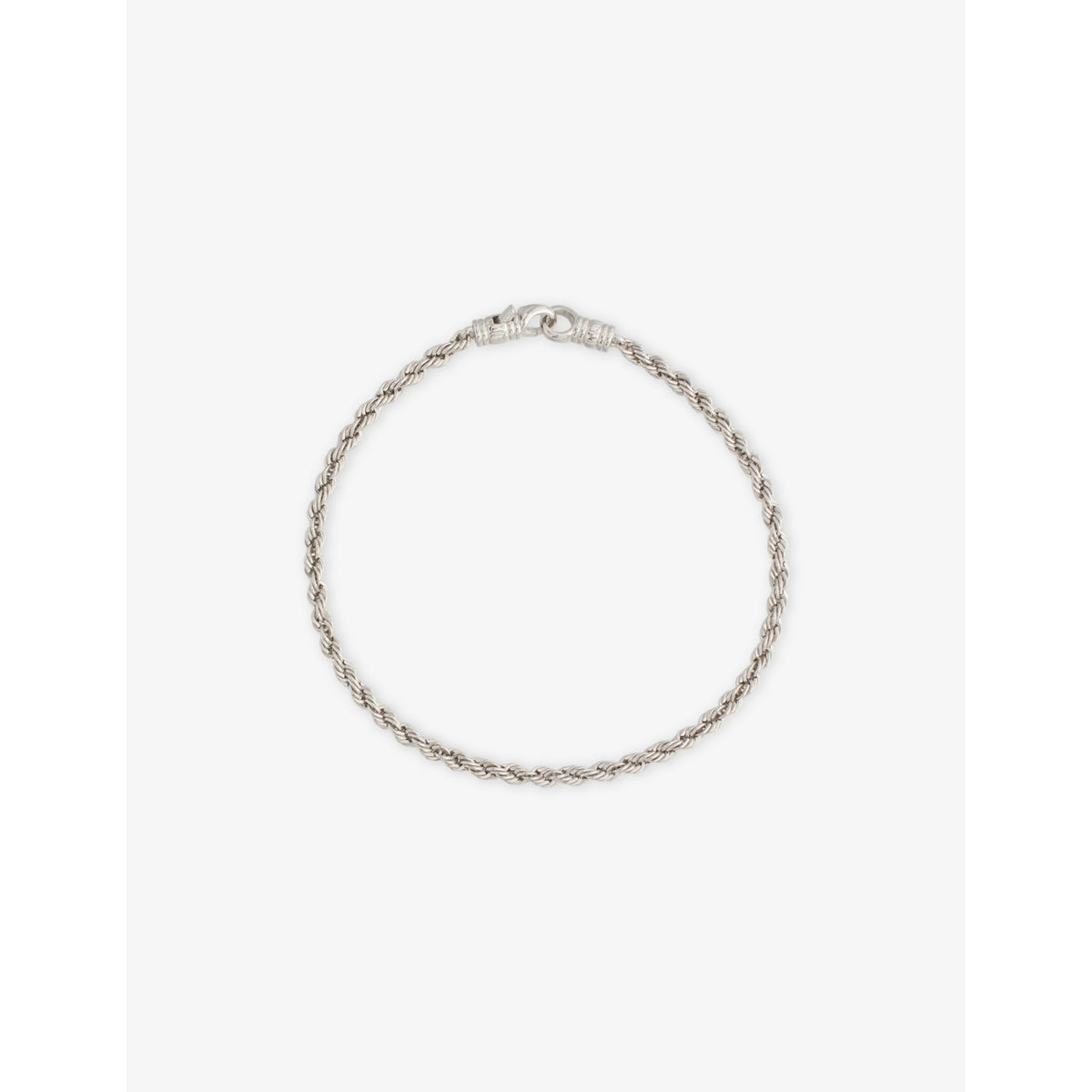 Rope Rhodium-Plated 925 Sterling Silver Bracelet - 7in