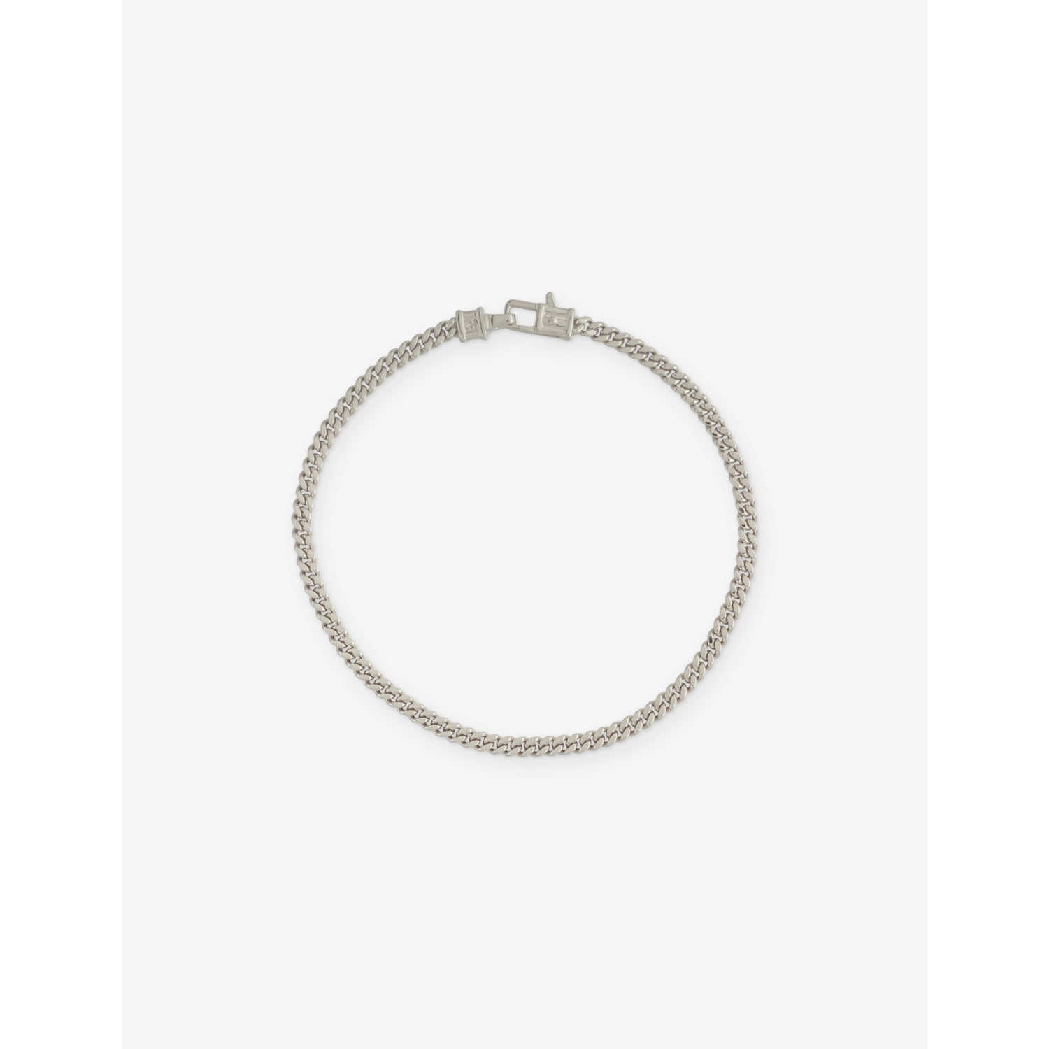 Curb M Rhodium-Plated 925 Sterling Silver Bracelet - 7in