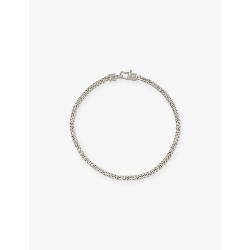 Curb M Rhodium-Plated 925 Sterling Silver Bracelet - 7in