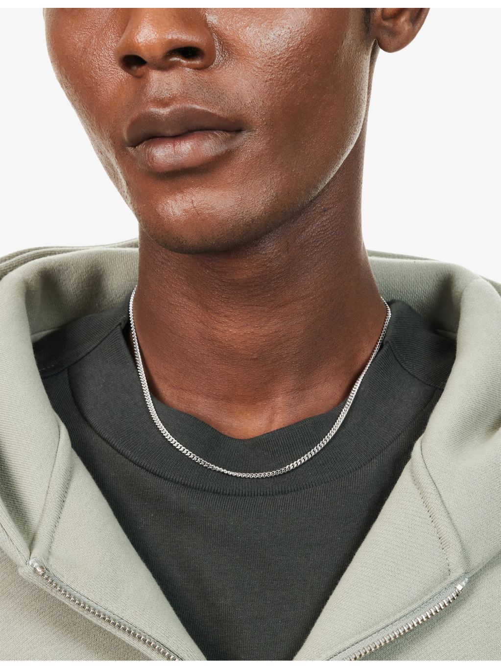 Tom Wood medium curb chain necklace rhodium-plated sterling silver, UK version