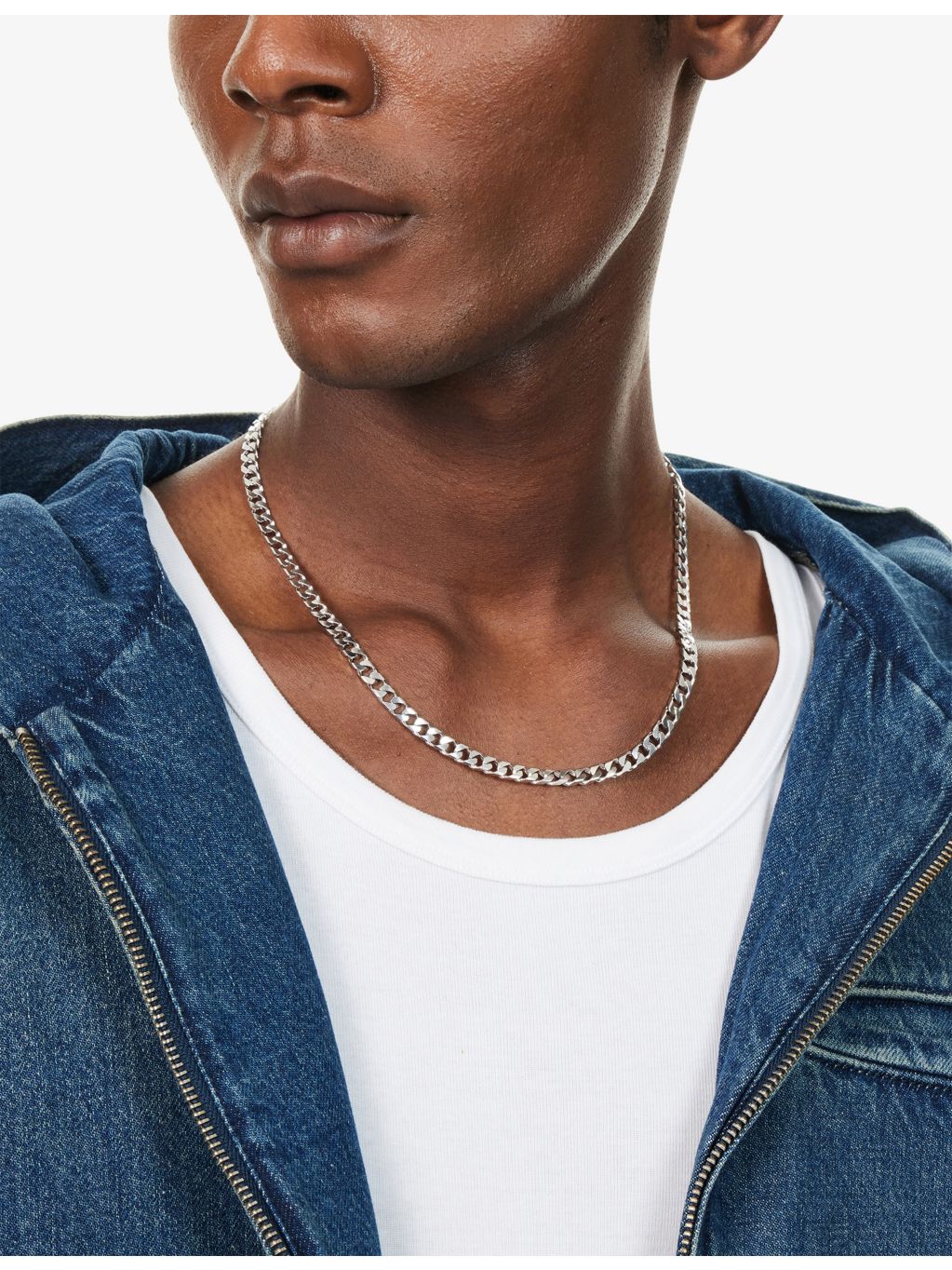 Tom Wood Frankie Chain necklace rhodium-plated 925 sterling silver, UK version