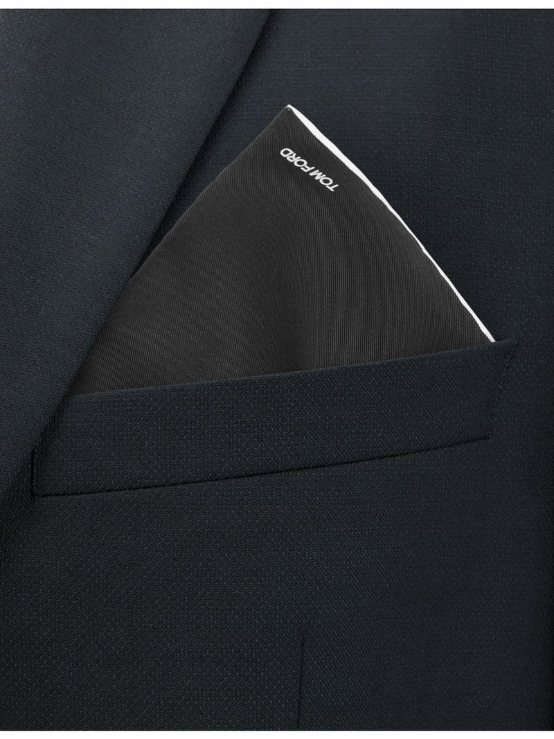 Tom Ford contrast-border logo silk pocket square (British brand)